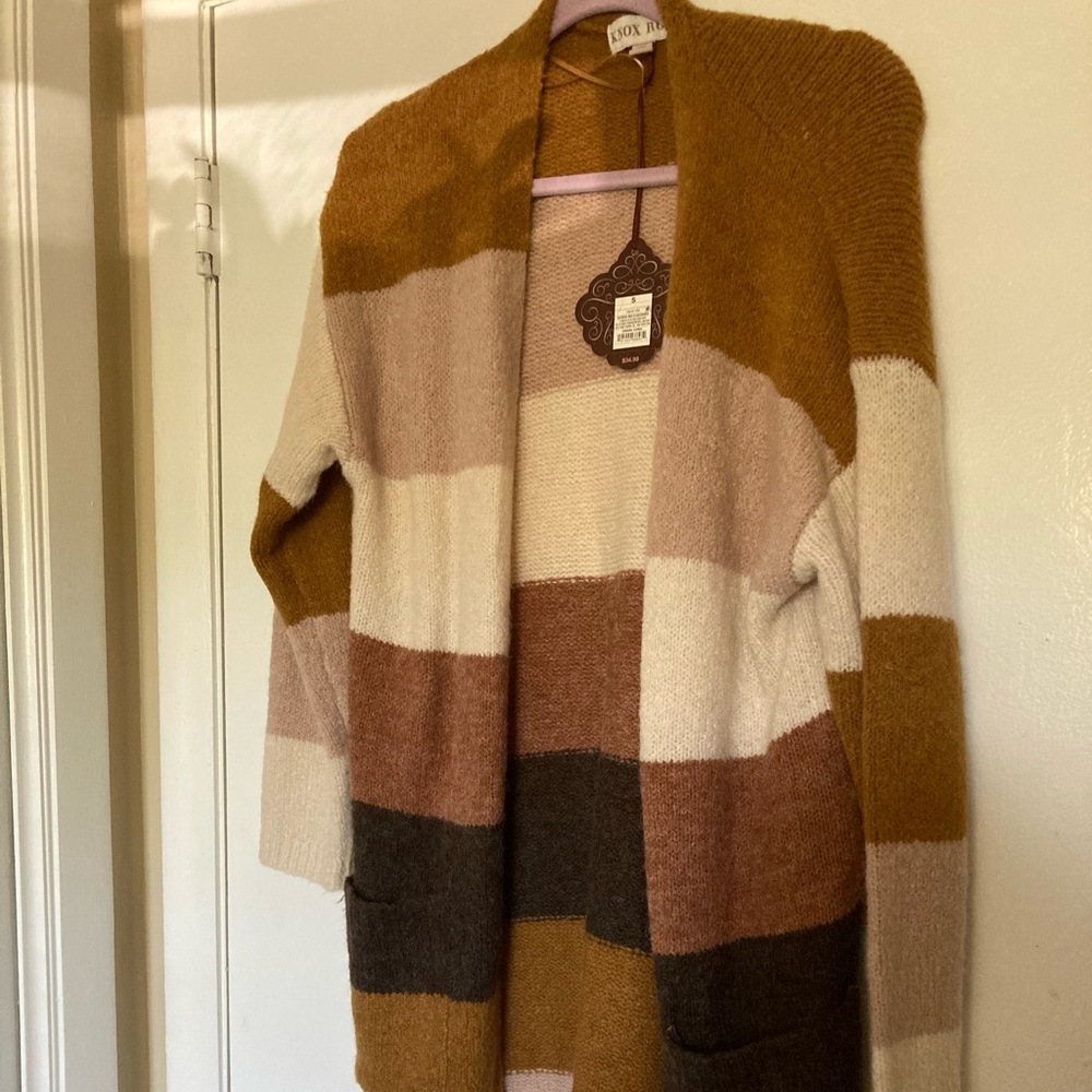 Knox Rose NWT Color Block Cardigan Sweater Duster  Size Small